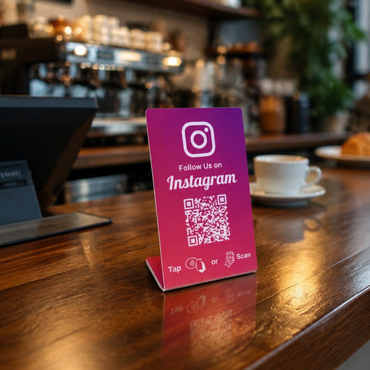 Instagram NFC Follow Sign | Custom Tap and Scan Counter Display