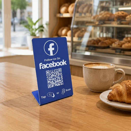 Facebook NFC Follow Sign | Custom Tap and Scan Counter Display